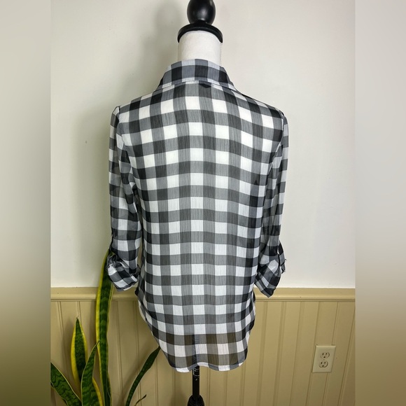 About A Girl Plaid Sheer Button-Up Shirt Small | Fall Grunge Soft Goth Y2K - Picture 5 of 10